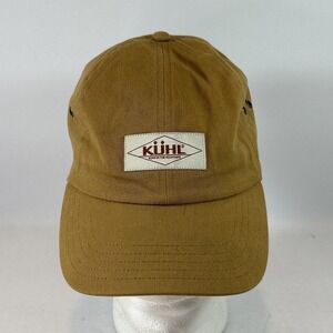 KUHL Throwback Hat Cap Strap Back Tan Adjustable Leather Patch Outdoor